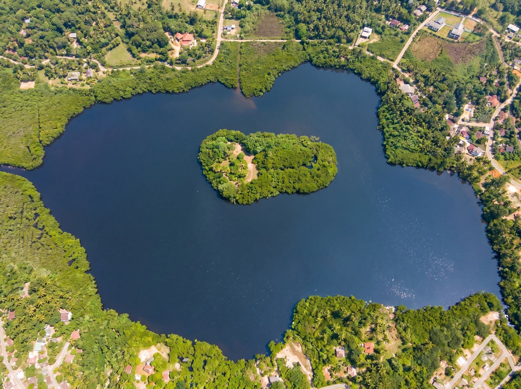 Garanduwa lagoon and its island from above